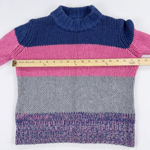 One Grey Day Women's Gigi Retro Multi Striped Cropped Sweater XS Blue Pink - Picture 12 of 15